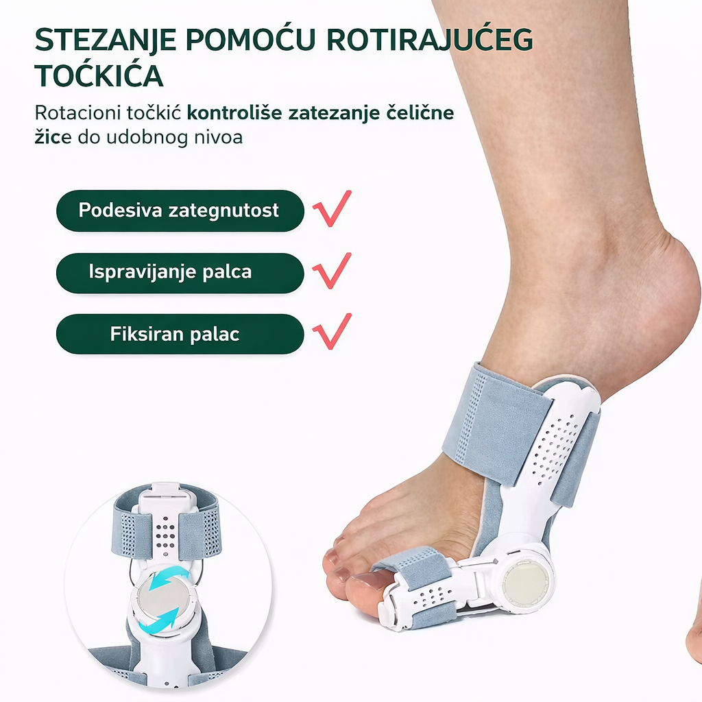 Korektor sa podesivim točkićem za ispravljanje čukljeva